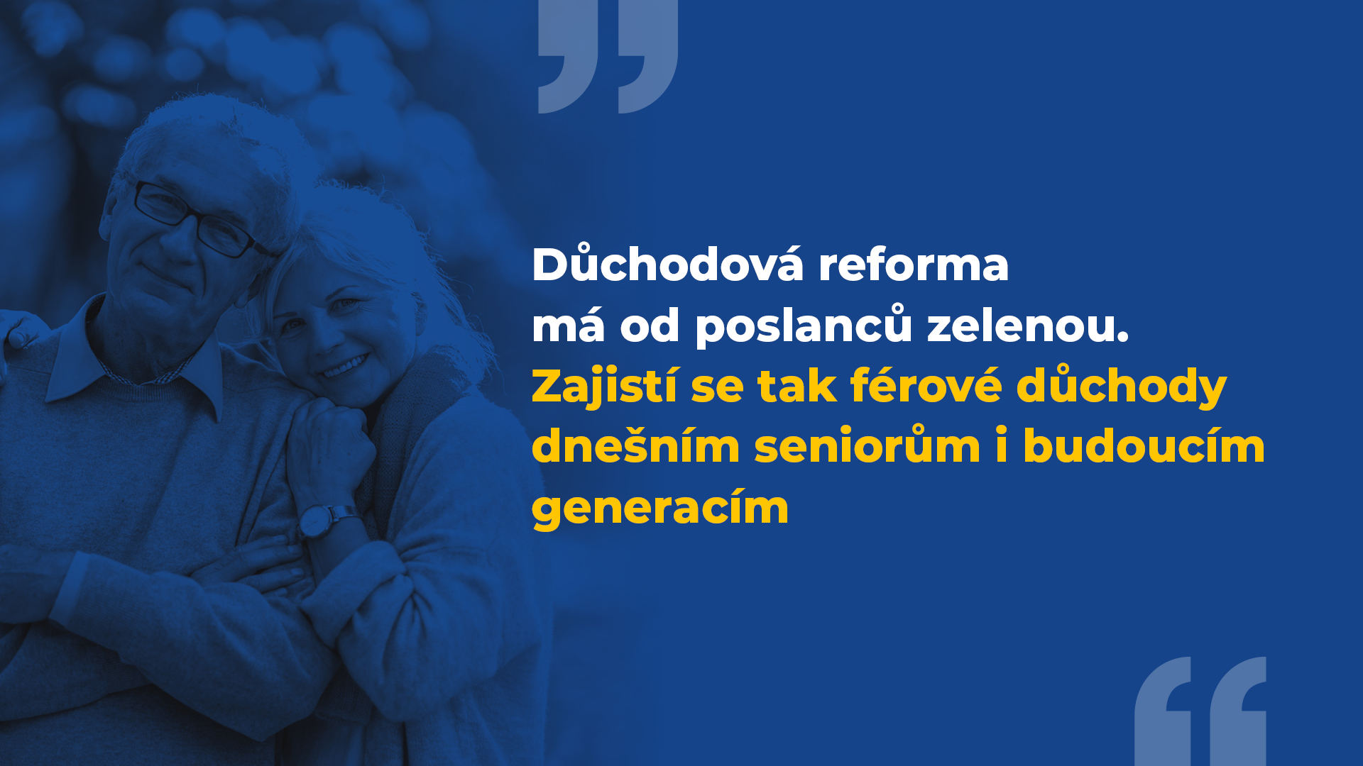 Důchodová reforma má od Poslanecké sněmovny zelenou. Zajistí se tak férové důchody dnešním seniorům i budoucím generacím