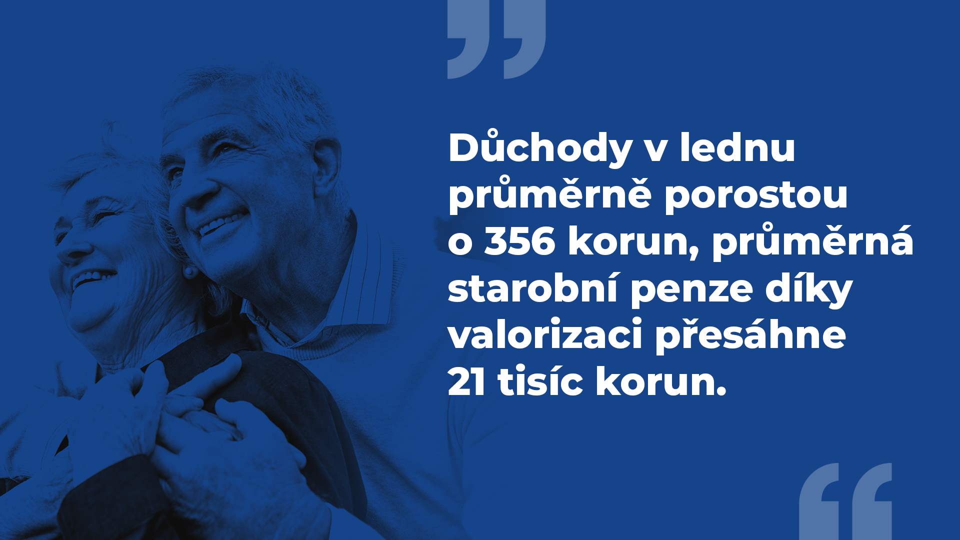 Důchody v lednu průměrně porostou o 356 korun, průměrná starobní penze díky valorizaci přesáhne 21 tisíc korun